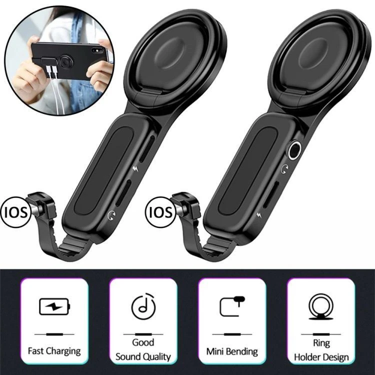 2 in 1 lighting adapter with Charging and 3.5mm Audio port phone holder 