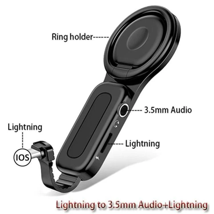Ring design lighting adapter with Charging and 3.5mm Audio port